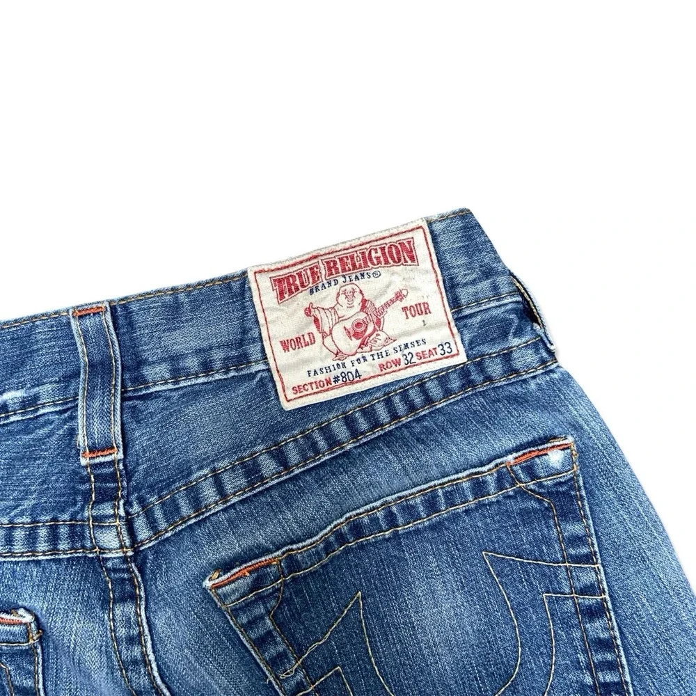 VTG True Religion Big Rig Cut Off Denim Shorts Size 32 Made USA Button Fly